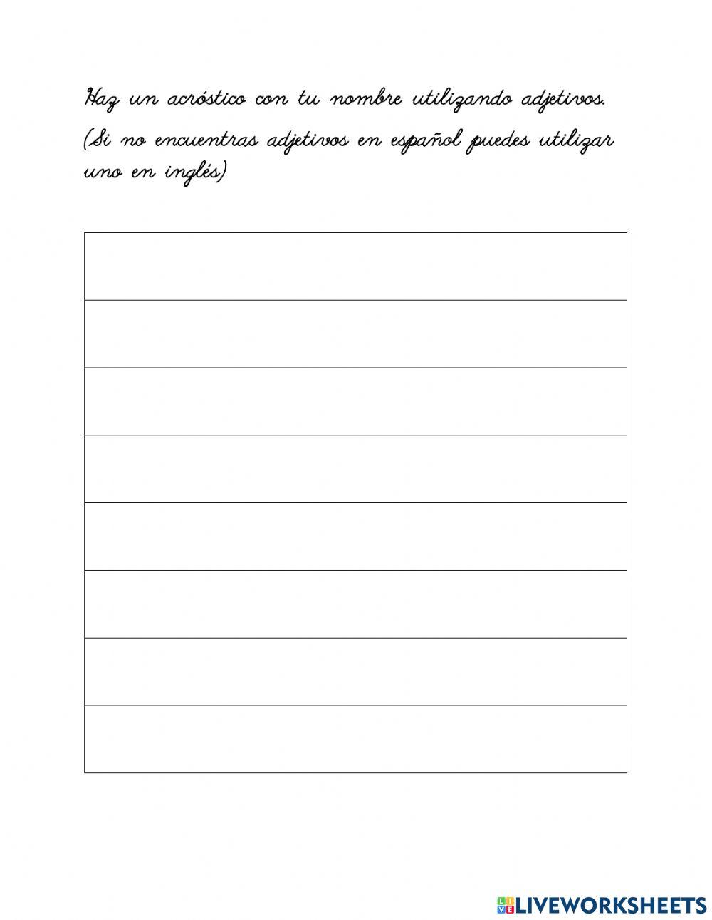 Acróstico con adjetivos