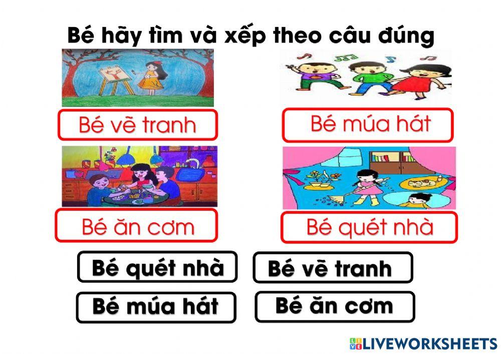 Bé hãy tìm và  xếp theo câu đúng