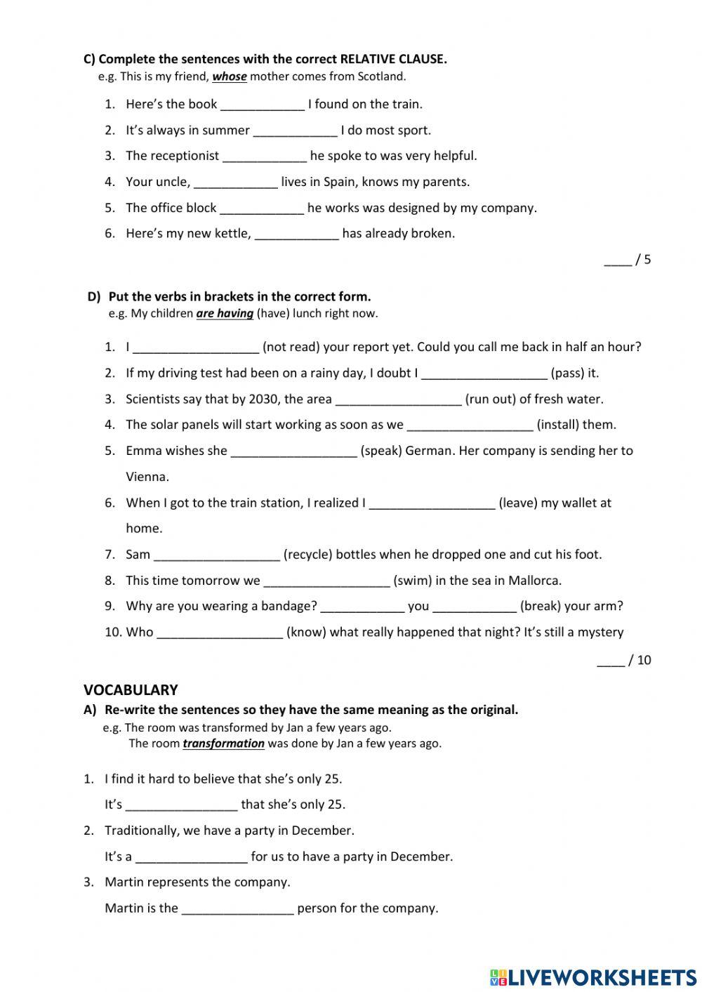 3rd term upper test (English hub)