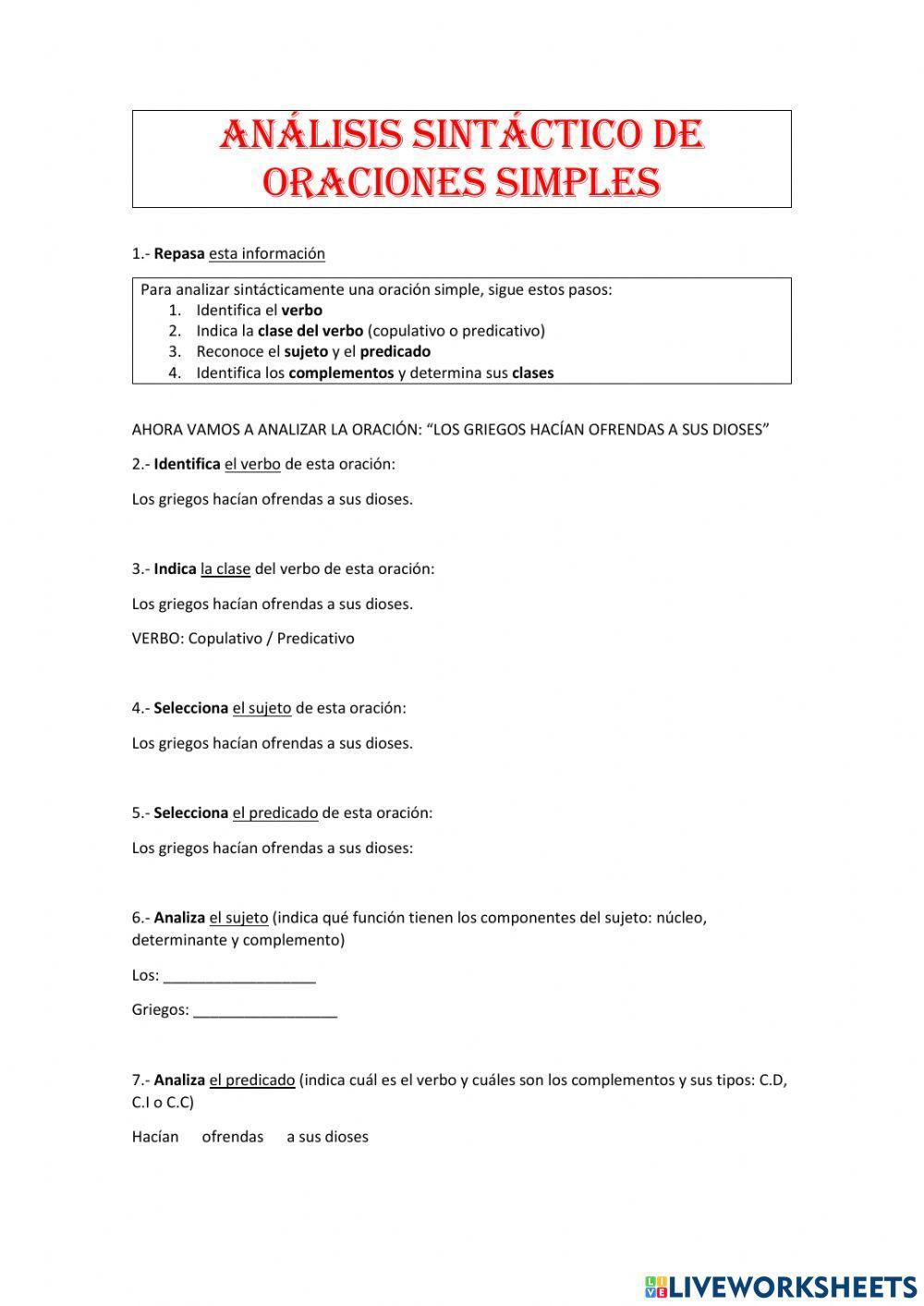 Análisis sintáctico de oraciones simples