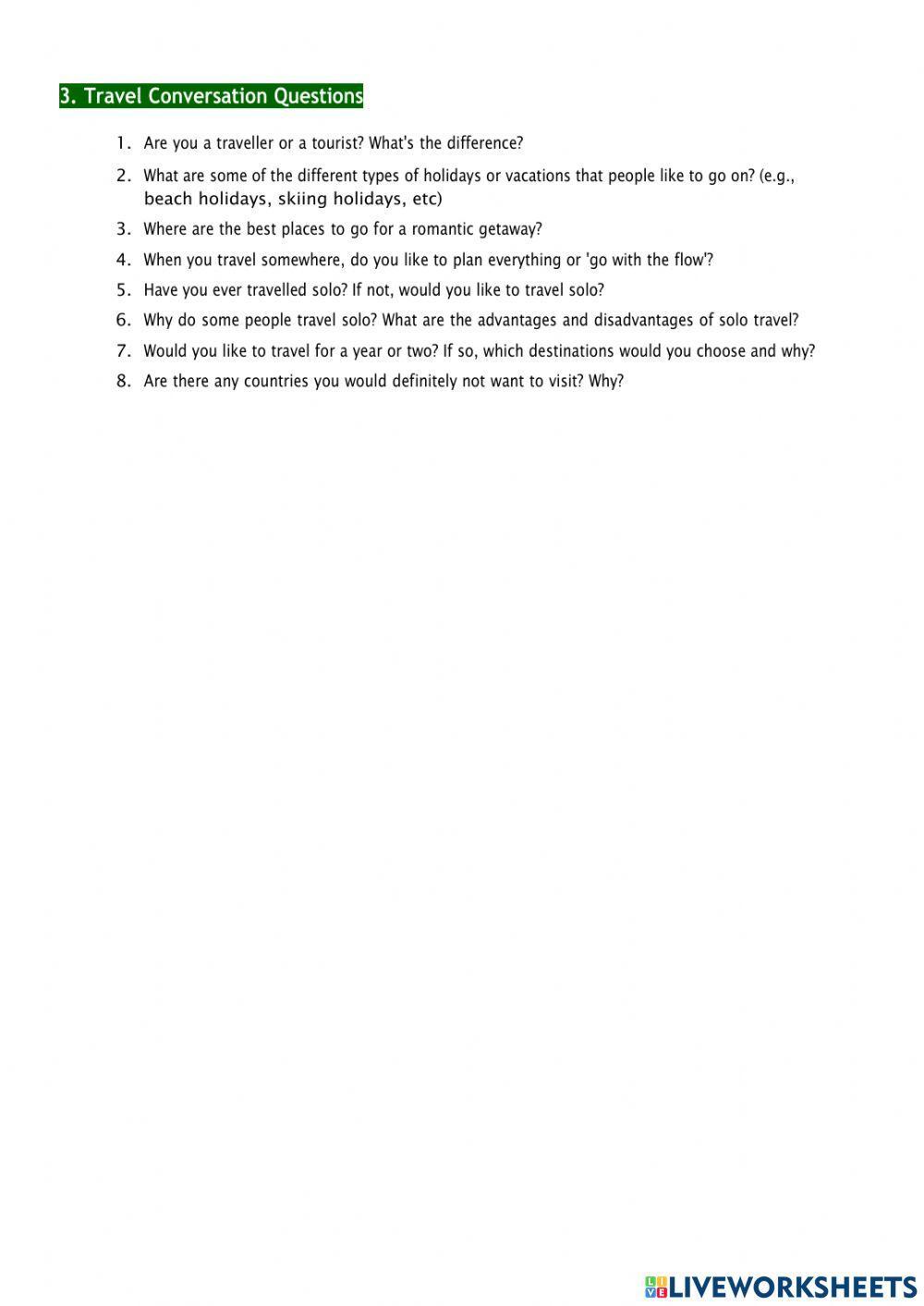 Travel - vocabulary b1 - b2