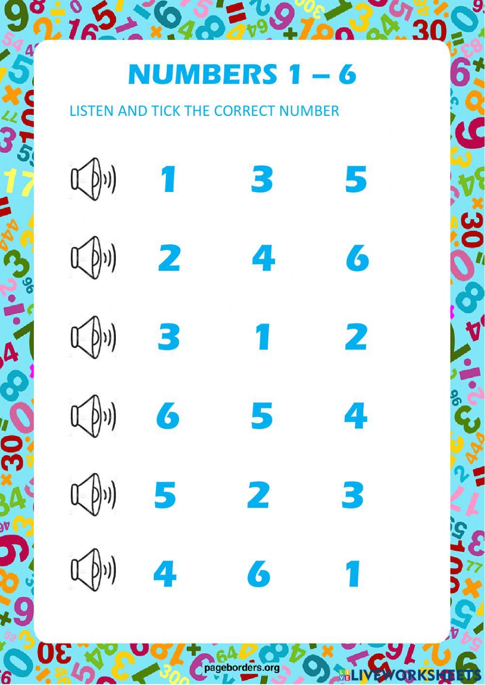 Numbers 1 - 6