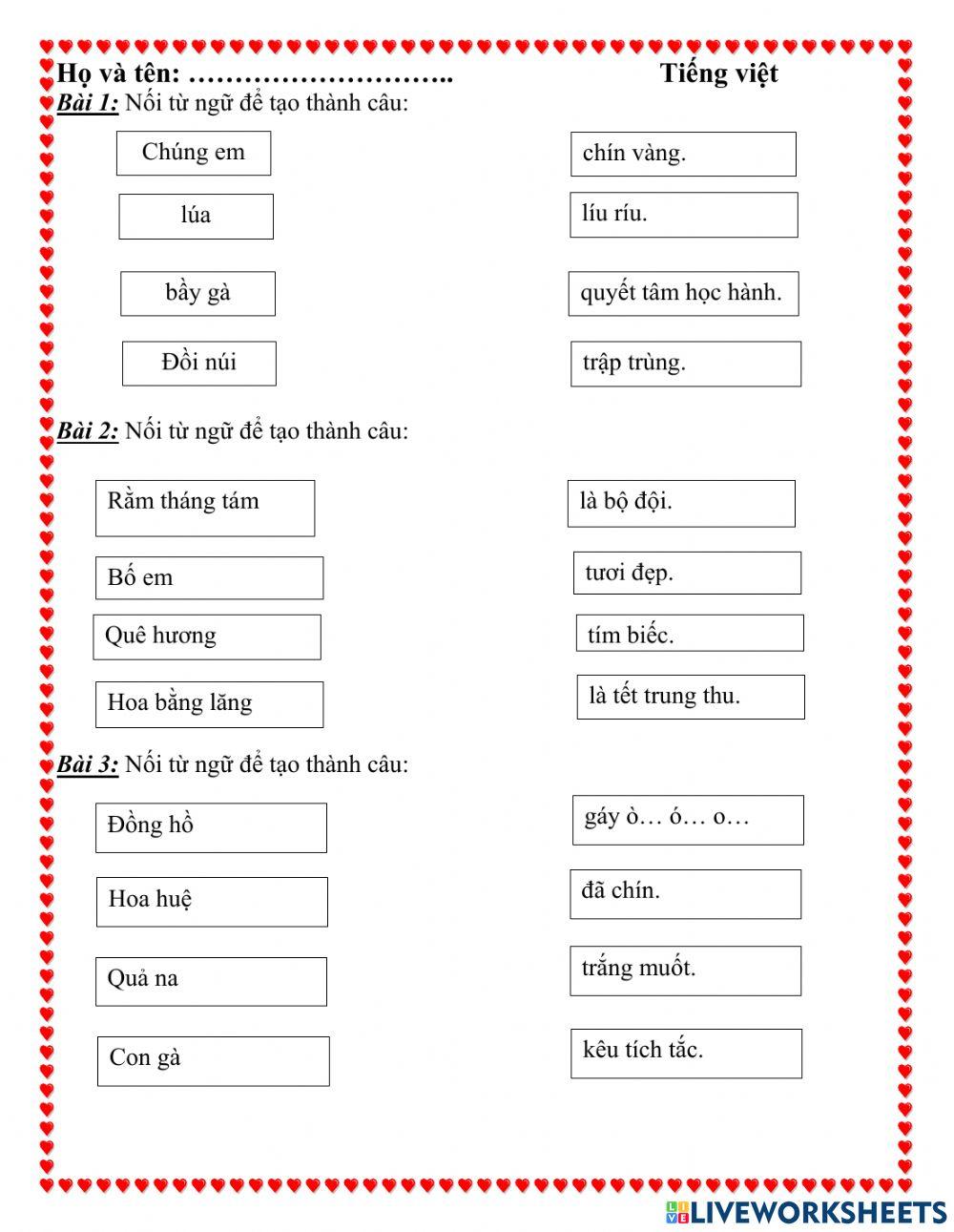 Ôn tập tiếng việt cuối năm lớp 1