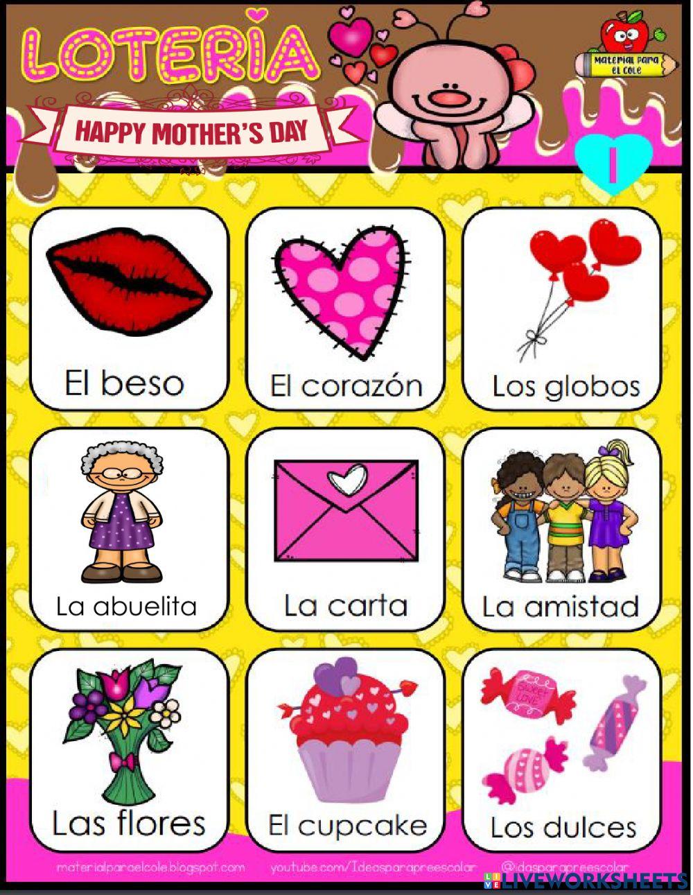 Loteria dia de la madre carton 1