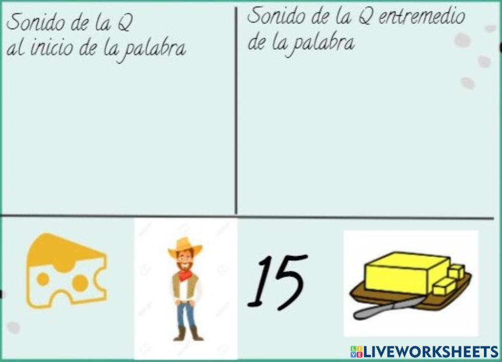 Identificación auditiva de la posición de la letra Q