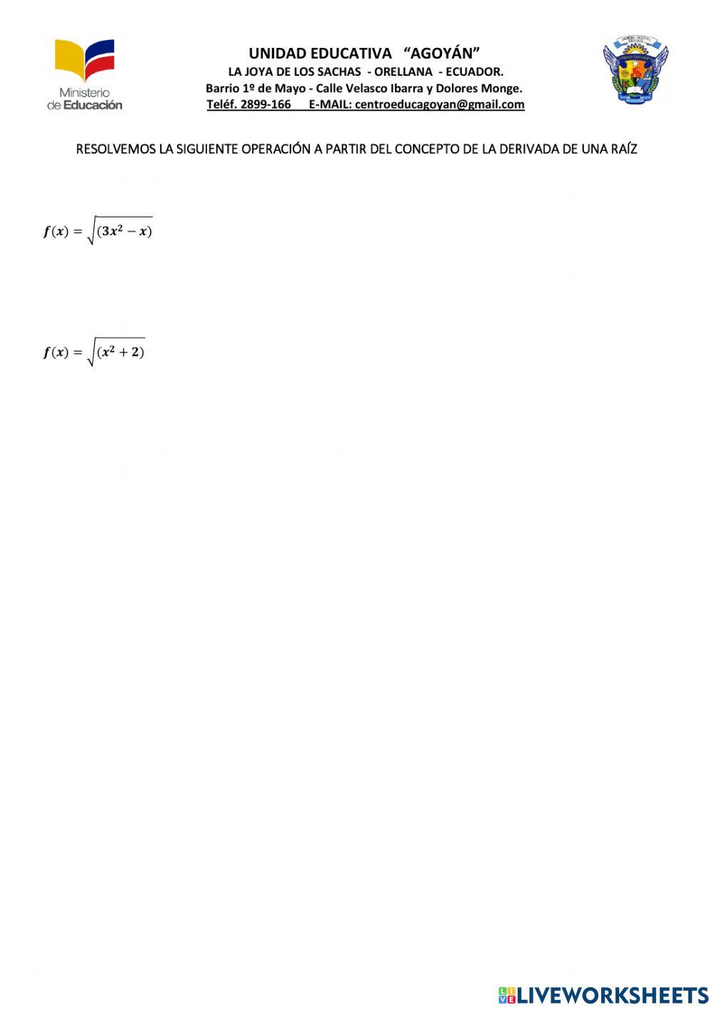 DERIVADA DE UNA RAÍZ 