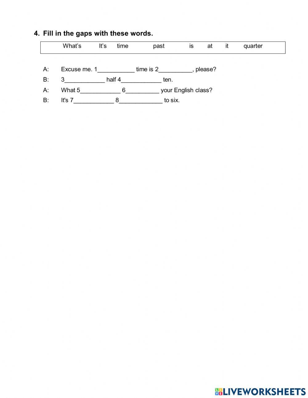 VOCAB AND GRAMMAR REVIEW UNIT 10 Days and times