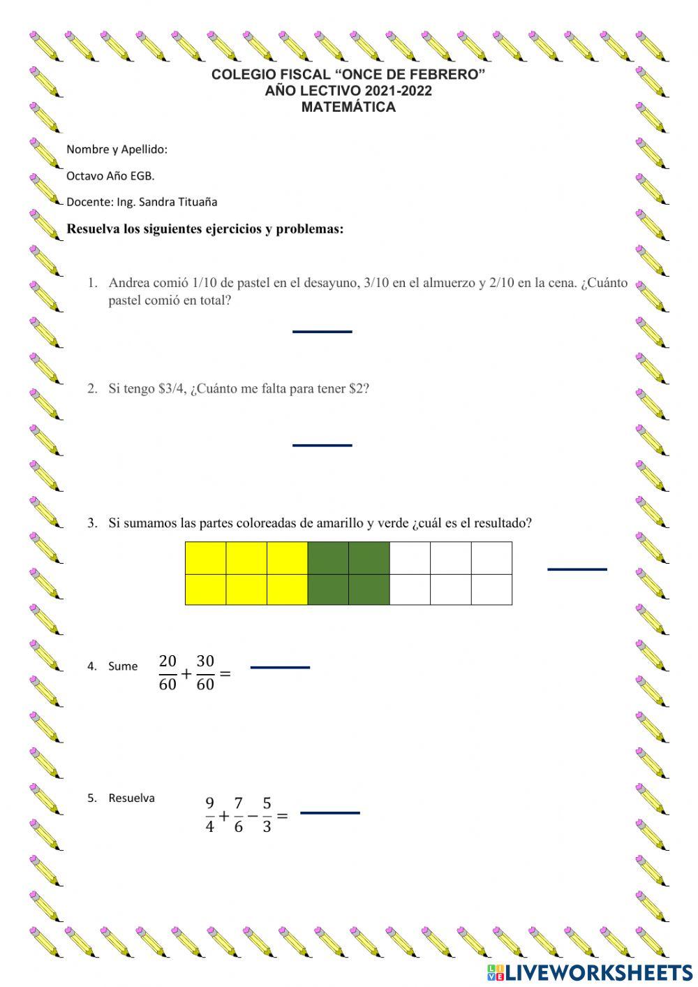Suma y resta de fracciones