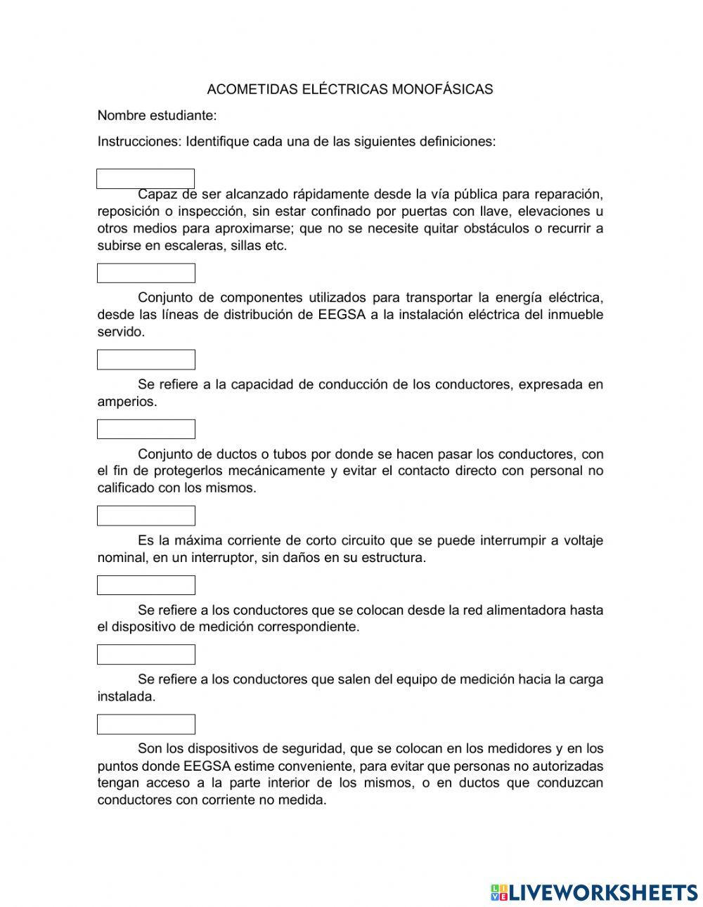 Acometidad eléctricas monofásicas