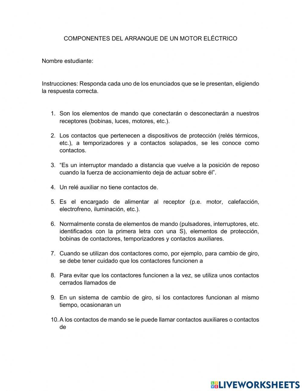 Componentes del circuito de arranque