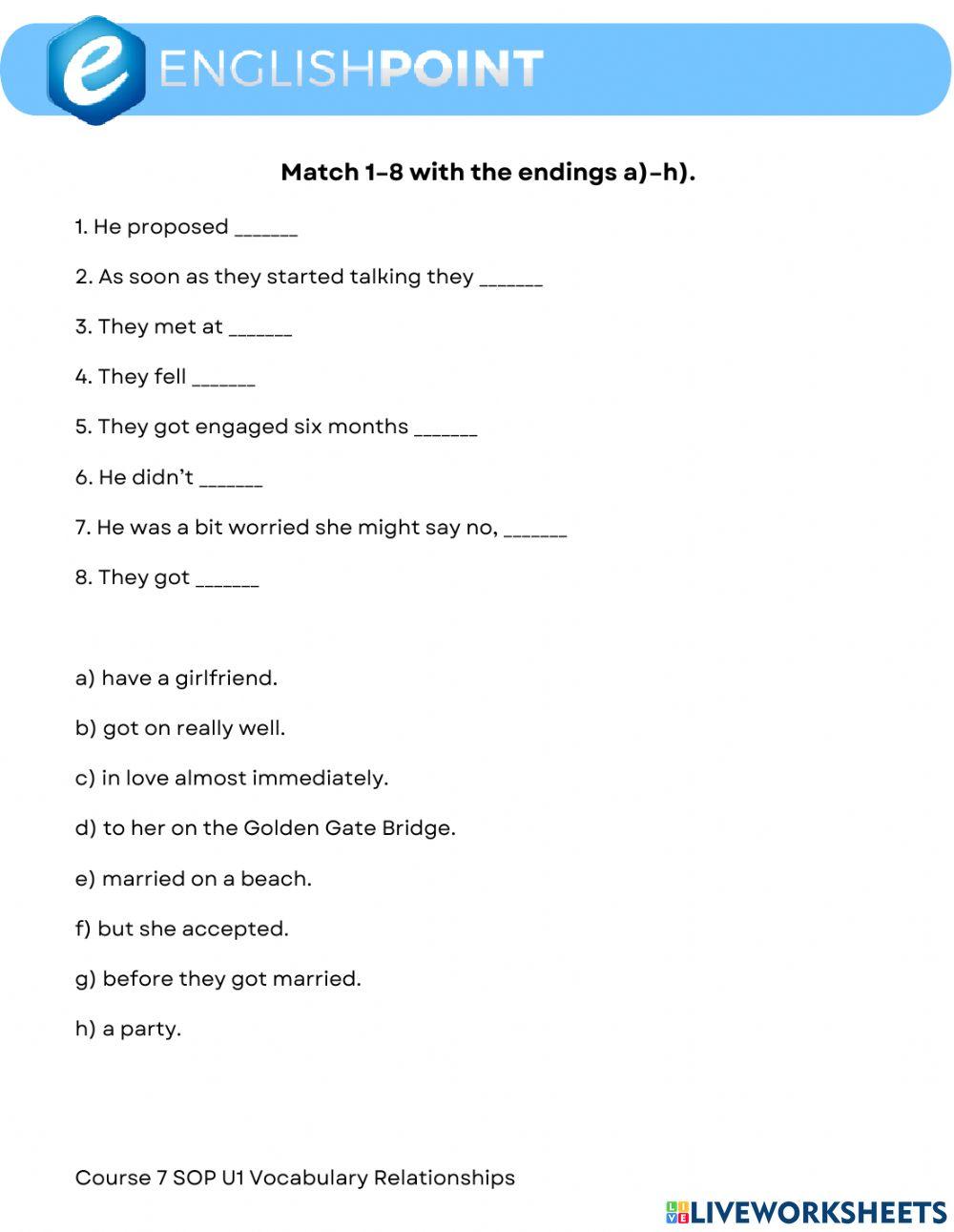 Relationships vocabulay