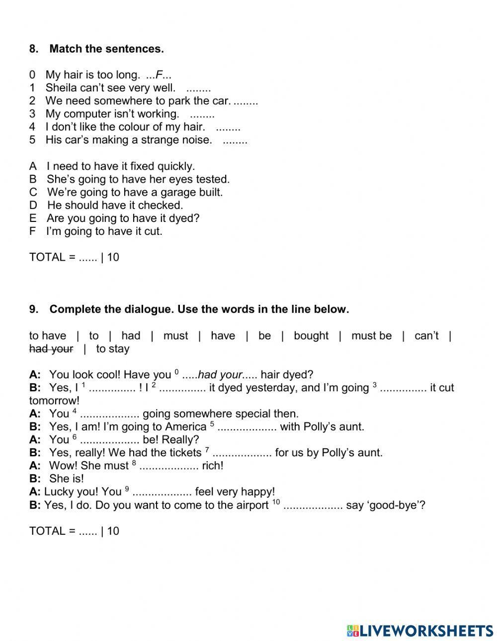 More 3 Units 9 and 10 Worksheet Exam