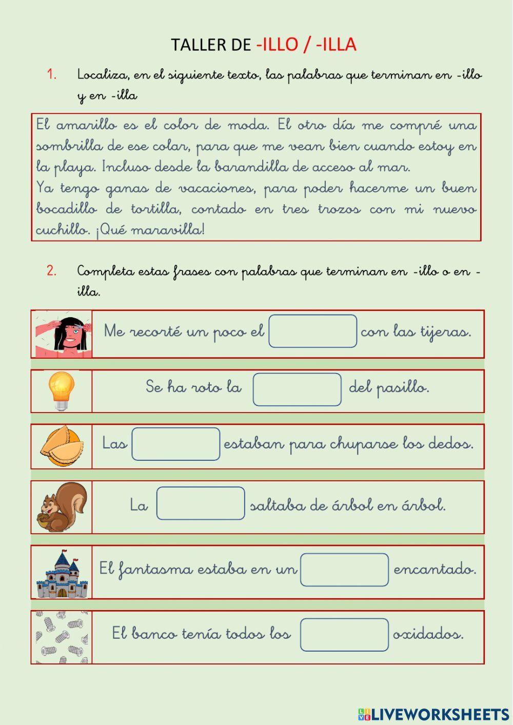 Ortografía: illo-illa