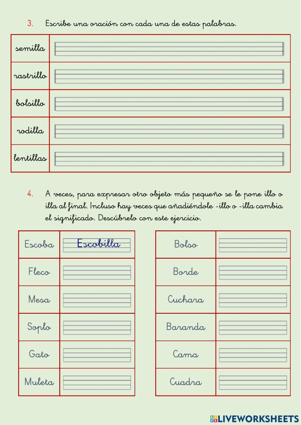 Ortografía: illo-illa