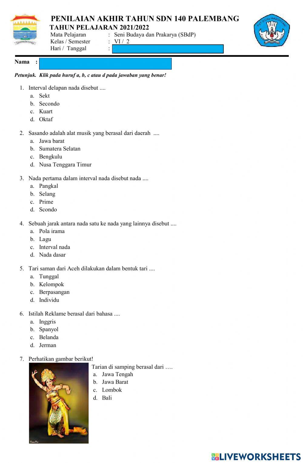 PAT Seni Budaya dan Prakarya (SBdP)