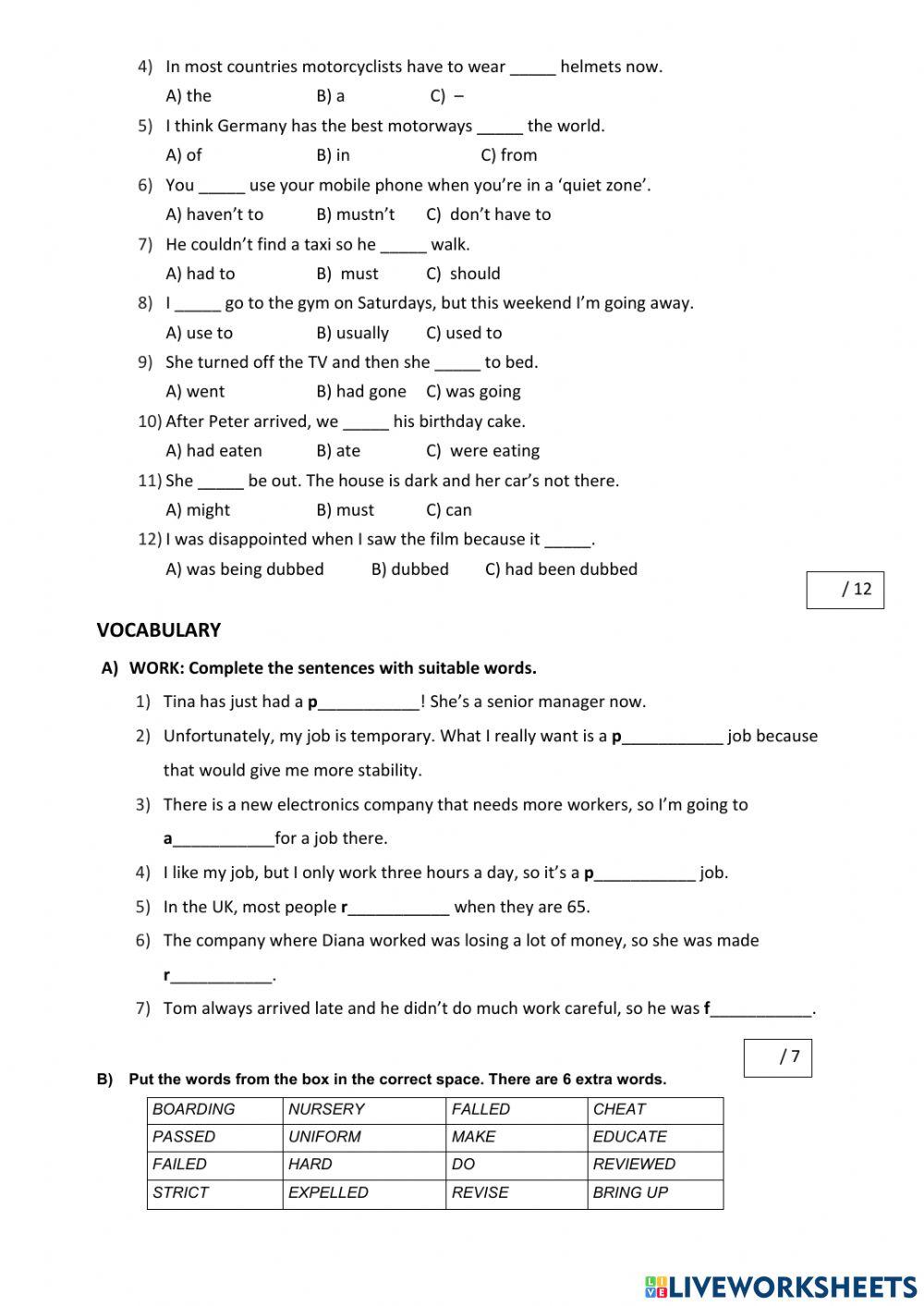 3rd term INT. TEST EF