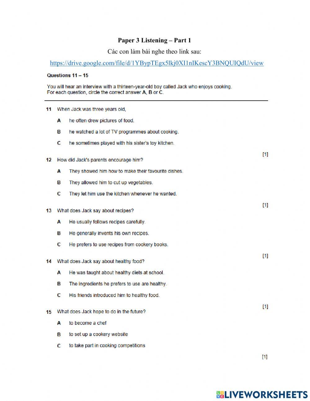 11.05.22 - Gold A2A2+- KET Practice