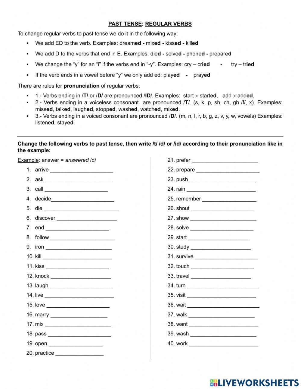 Regular verbs - form & pronunciation