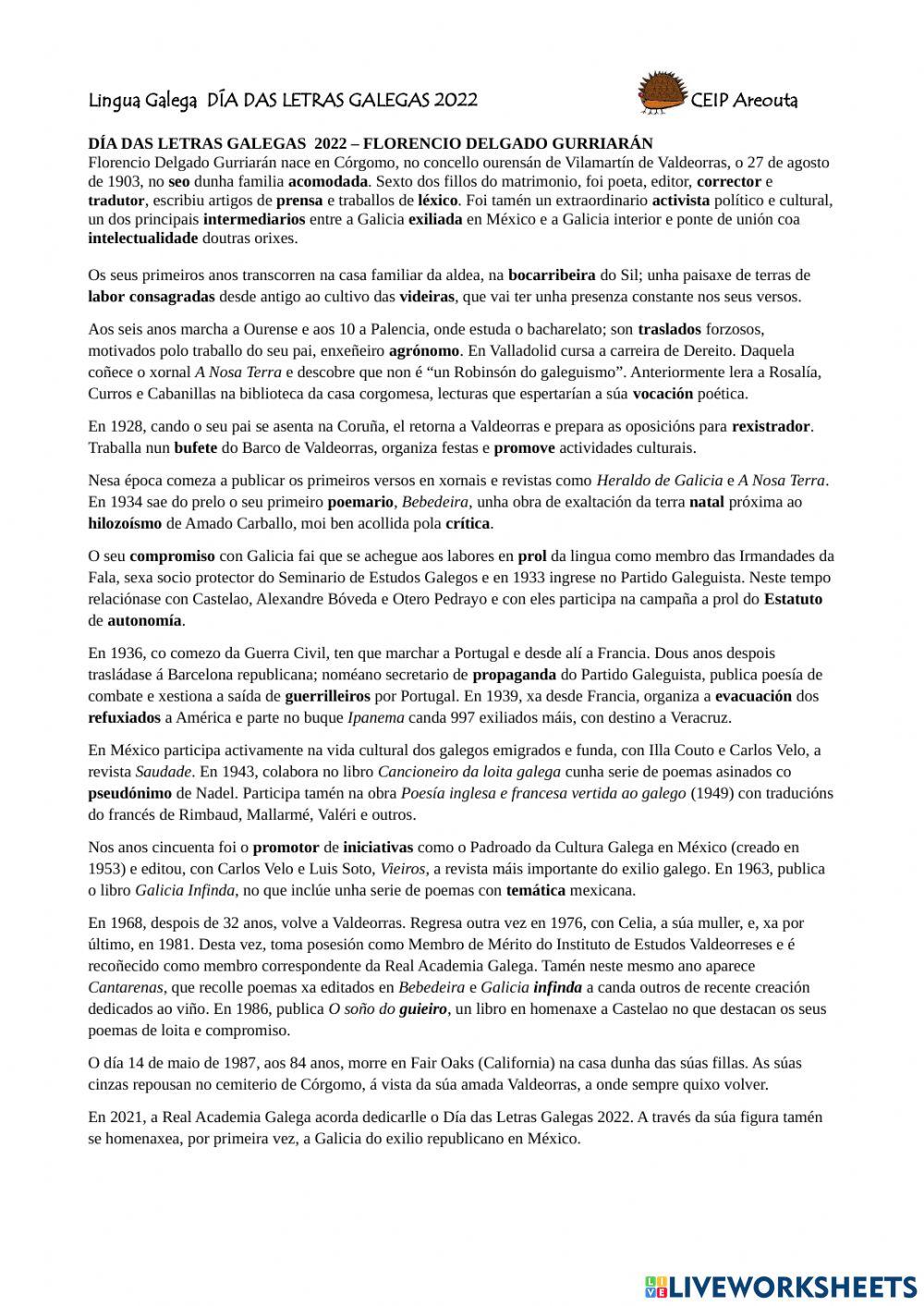 Florencio Delgado Gurriarán - LETRAS GALEGAS