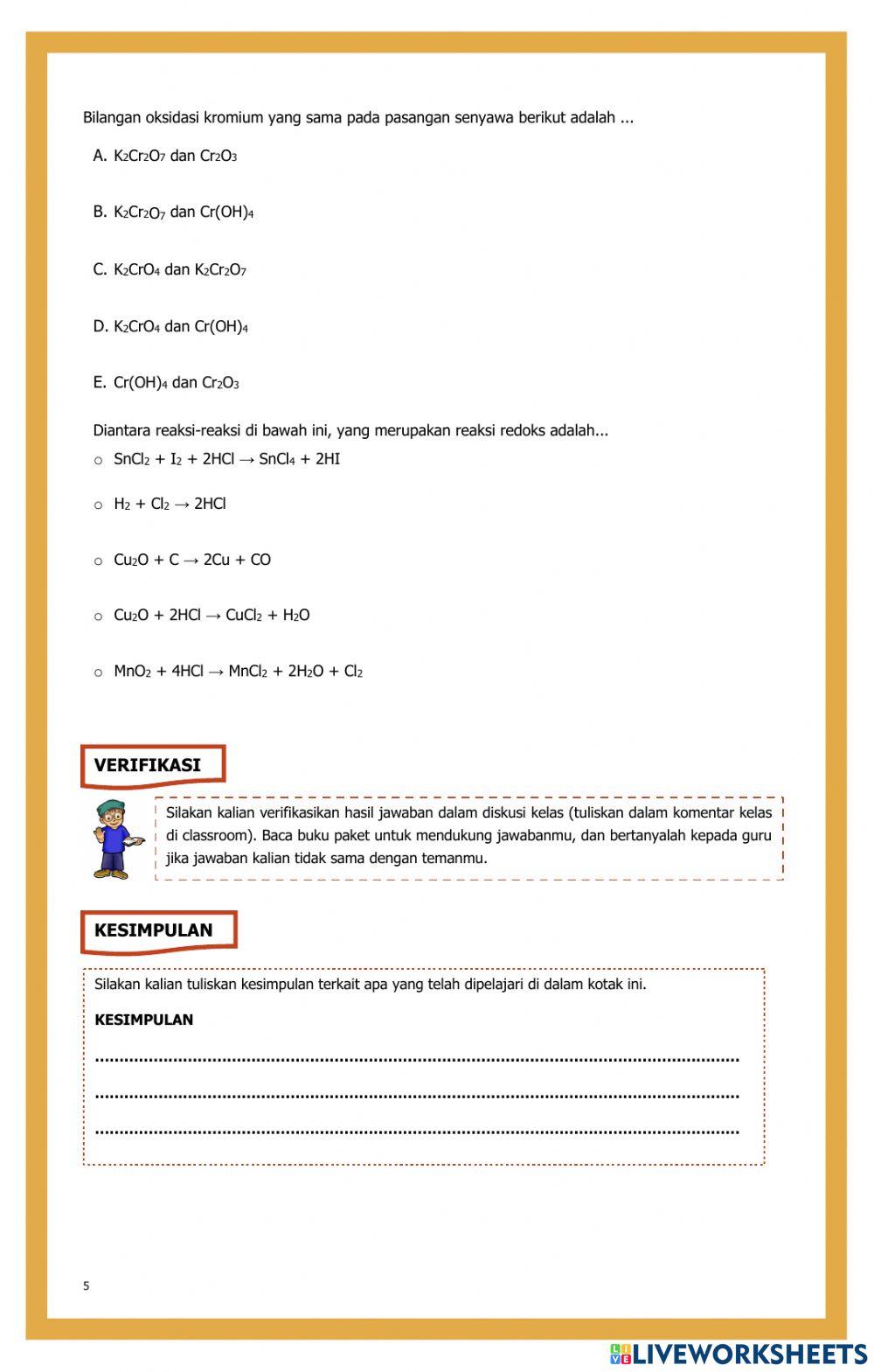 Lkpd kimia xii penyetaraan redoks