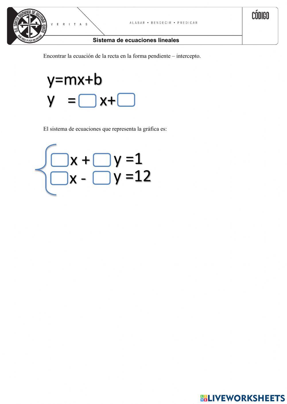 Sistemas de ecuaciones lineales. Método gráfico