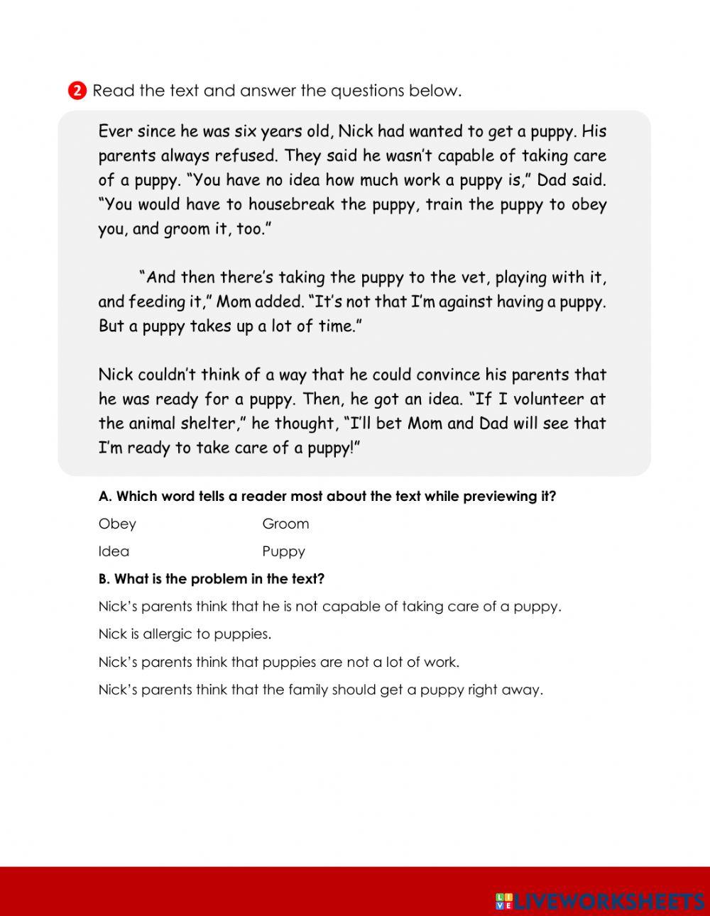 Reading comprehension