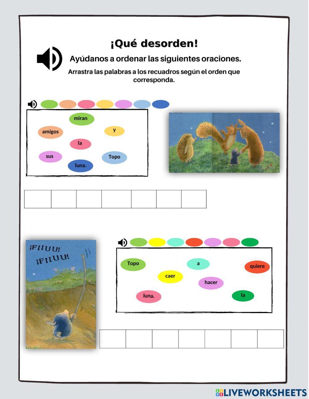 Actividad conciencia sintáctica, ordenar frases.