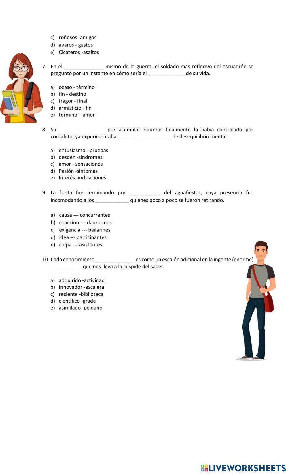 Oraciones incompletas