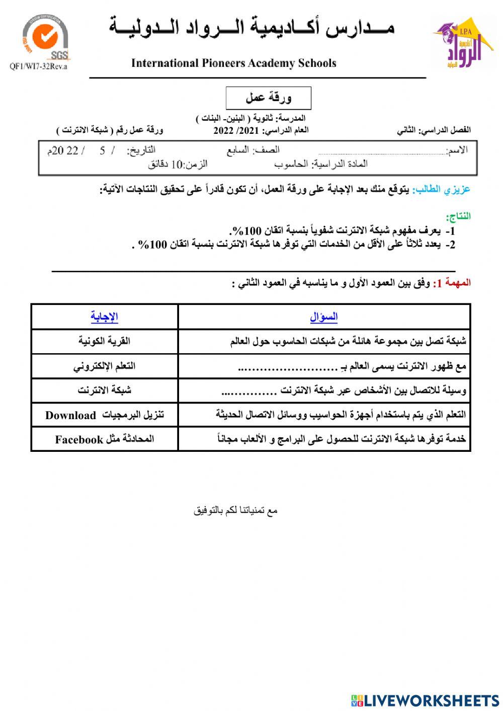 شبكة الانترنت