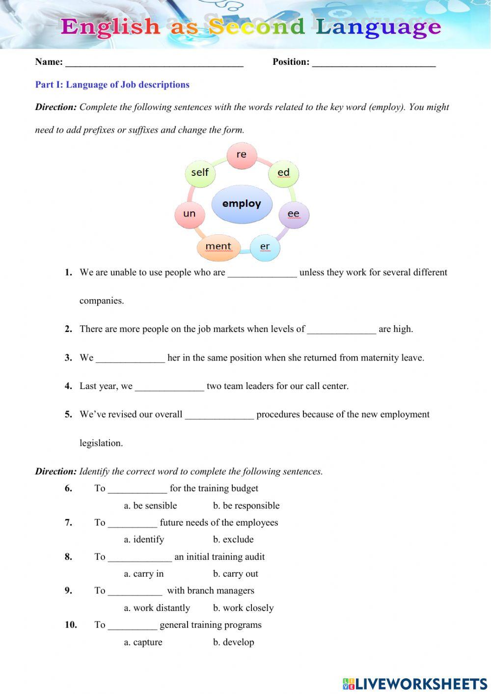 HR Intermediate E-learning class (PRE-TEST)