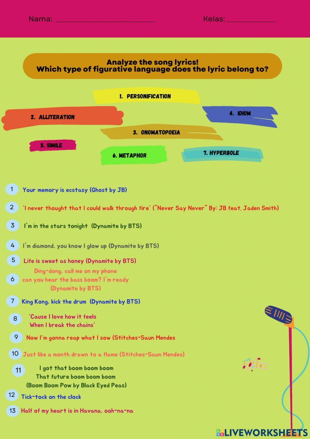 Song & Procedure text