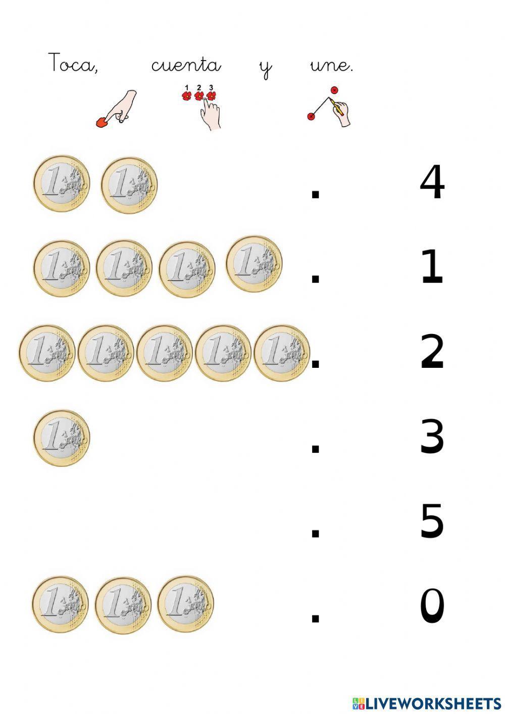 Contar hasta 5, con euros.