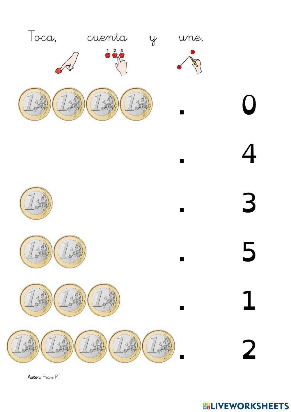 Contar hasta 5, con euros.