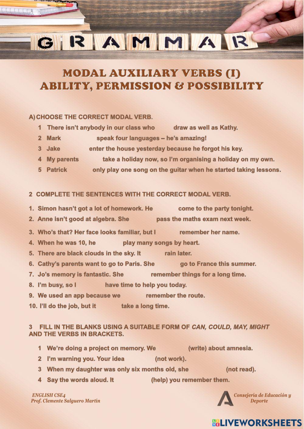 permission vs ability worksheets
