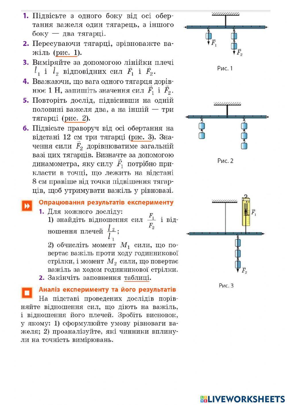 ЛР Визначення умови рівноваги важеля