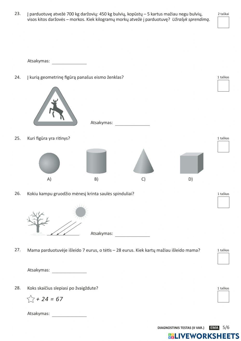 6871613 Matematika Pasiruo imas 3 Klas s Testas 6871613 Matematika Pasiruo imas 3 Klas s Testas