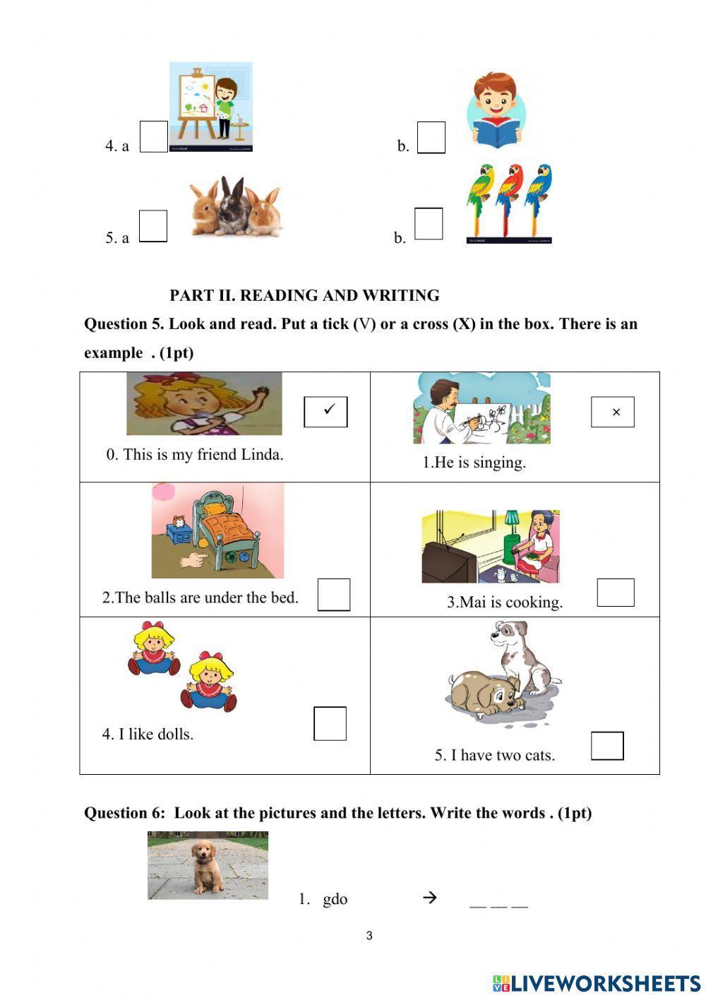 Đề kiểm tra học kỳ II tiếng Anh 3