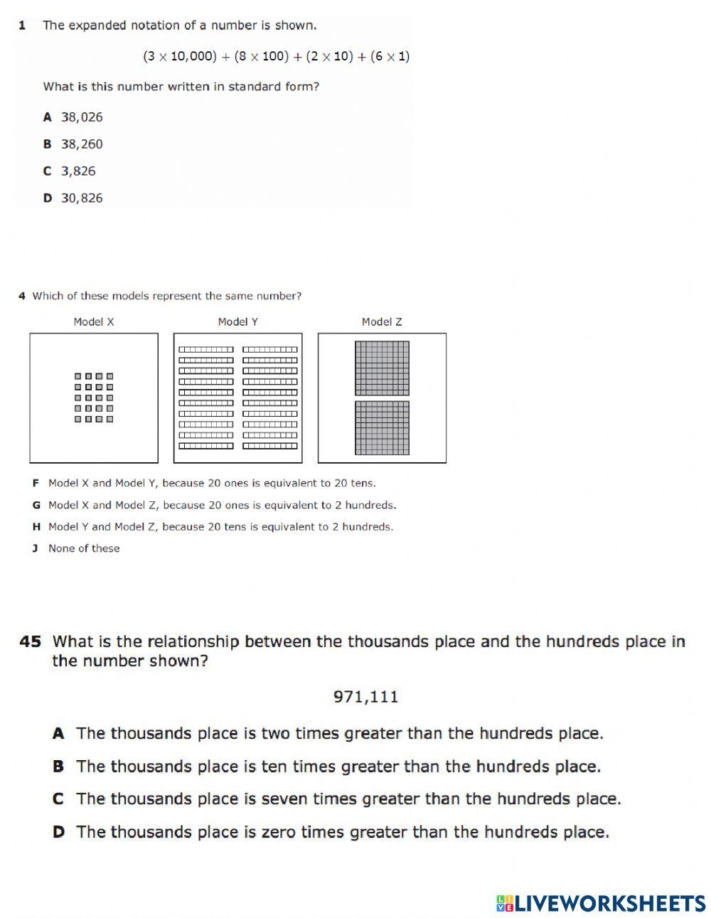 Representation and Comparison of Whole Numbers