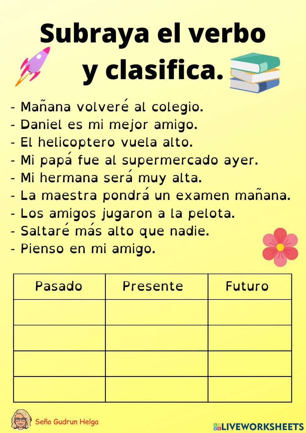 Practicar verbos y clasificar 1º