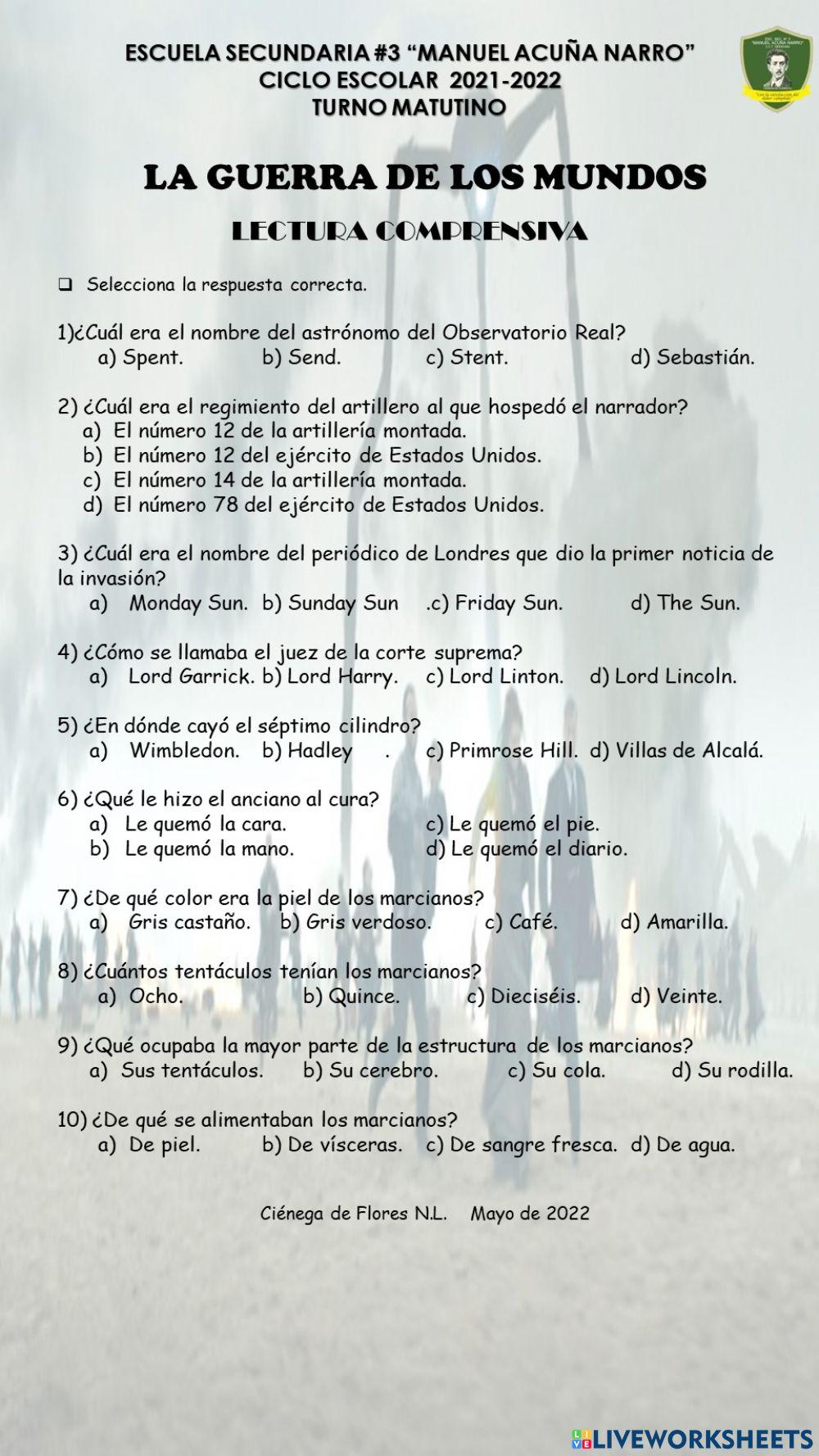 Ficha la guerra de los mundos