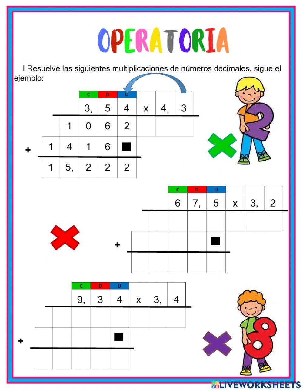 Multiplicación decimales