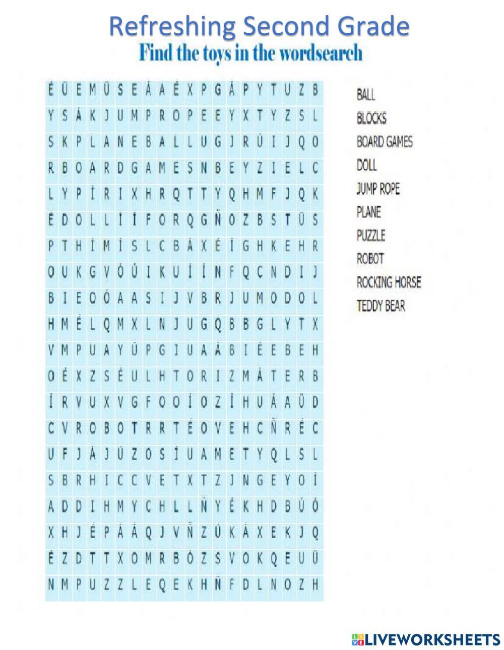 Toys wordsearch