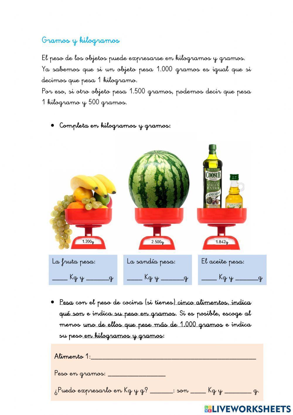 ¡Gramos y Kilogramos!