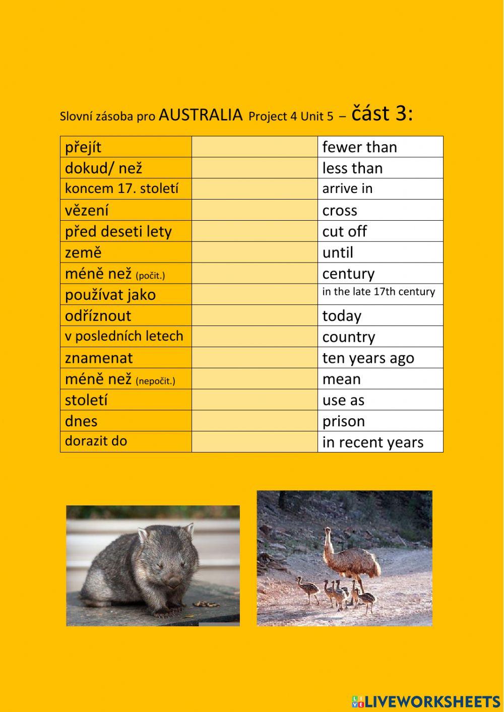 ANG 8 PROJECT 4 UNIT 5 AUSTRALIA  part3 - drag and drop