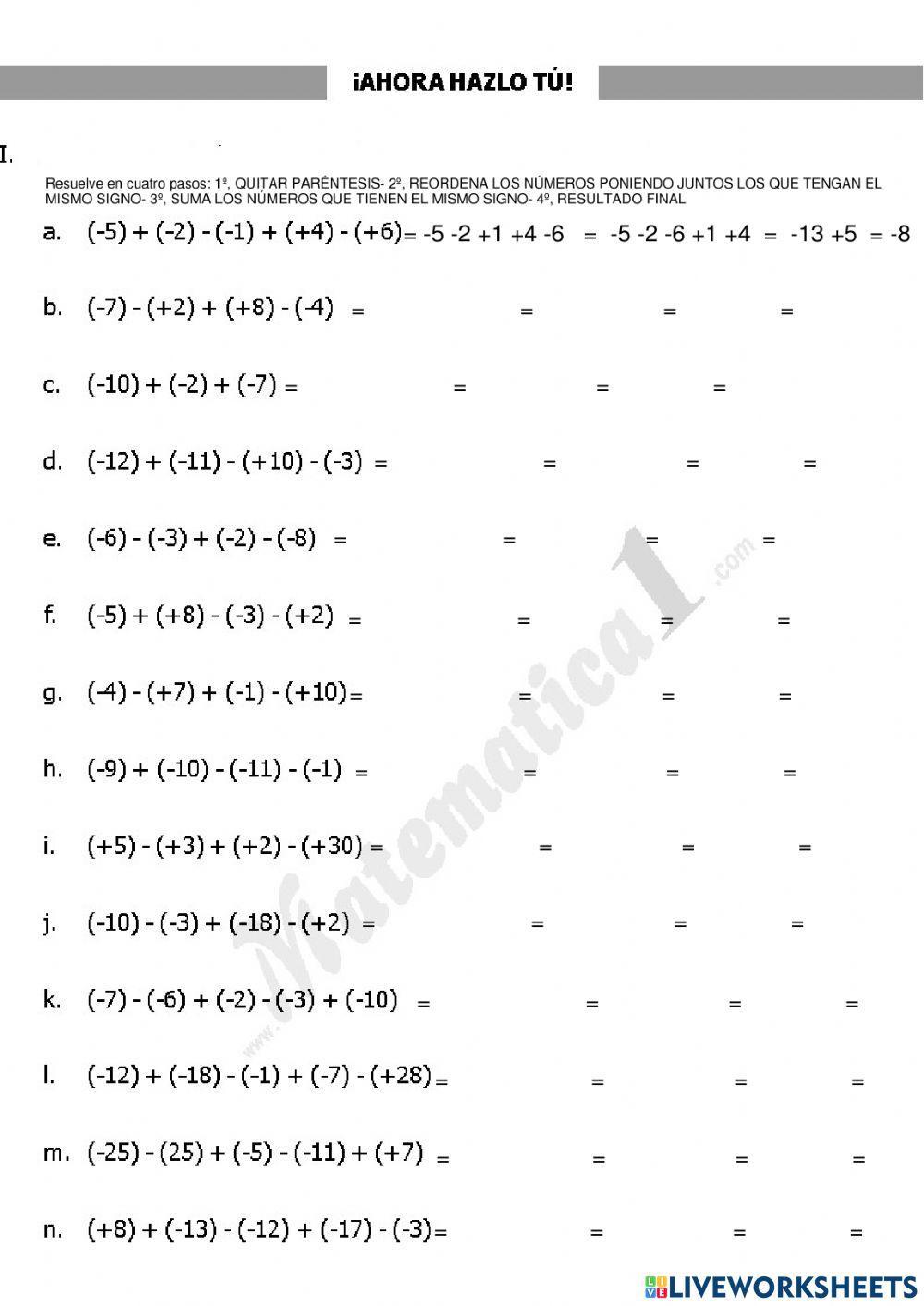 Suma de varios números enteros