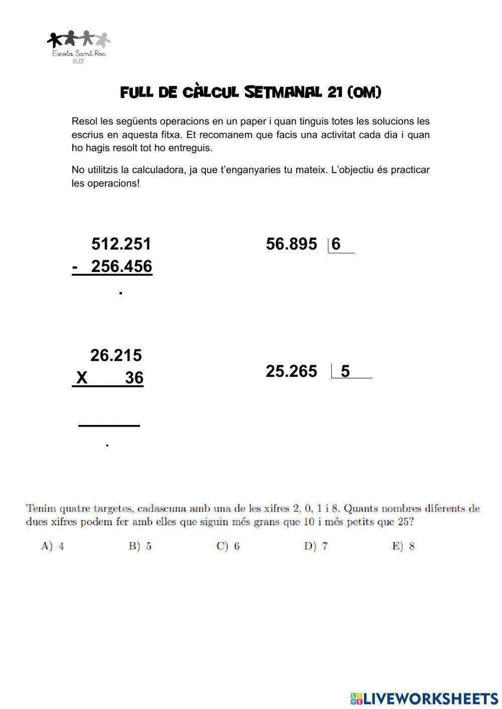 Full de càlcul 21 (OM)