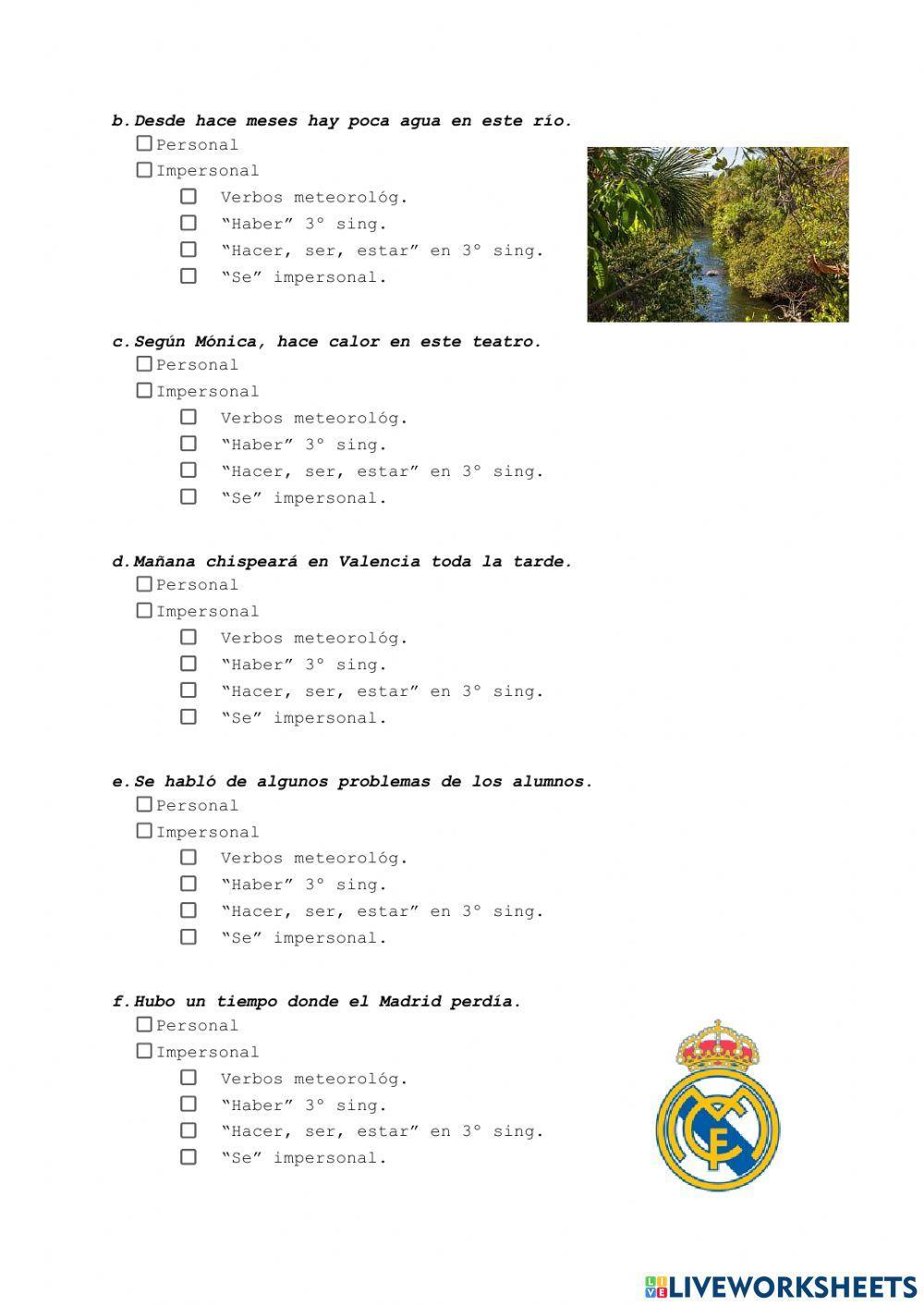 Oraciones impersonales