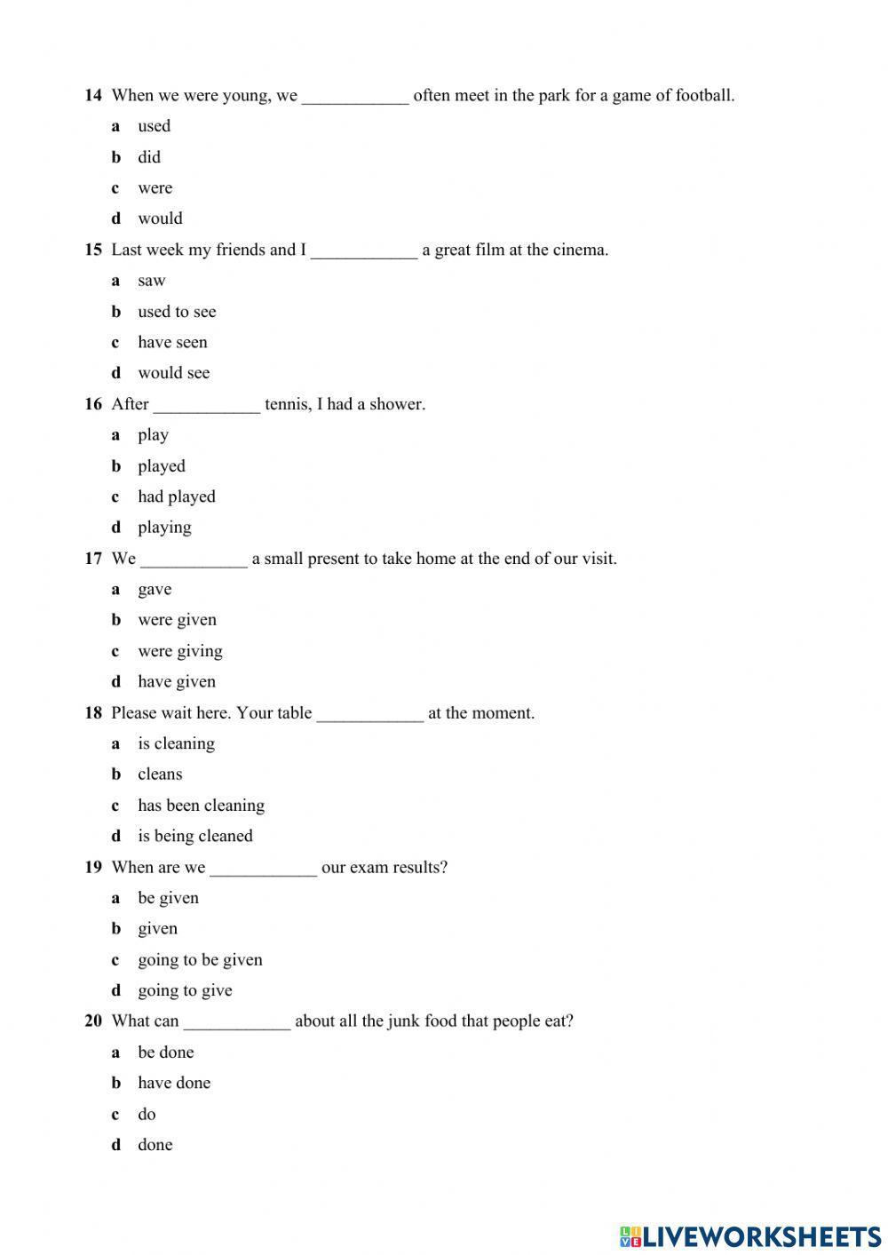 Intermediate-upper-intermediate placement test