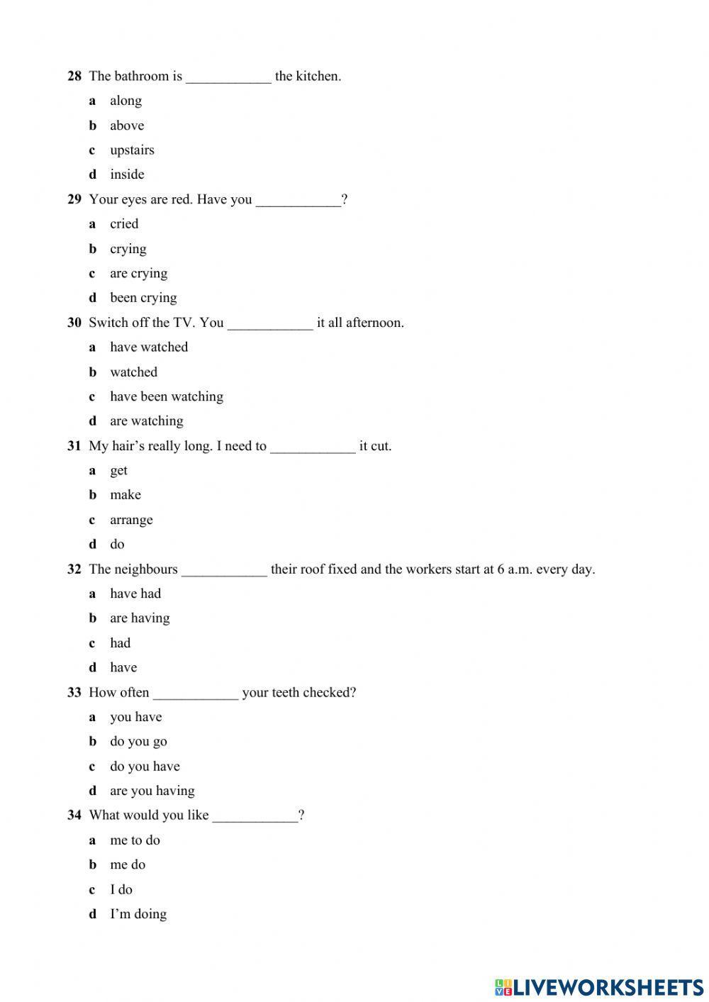Intermediate-upper-intermediate placement test