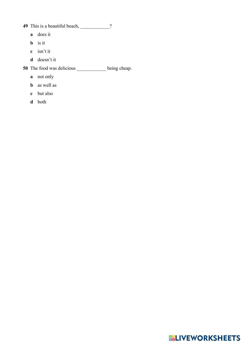 Intermediate-upper-intermediate placement test